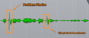 plosives isolated in audio waveform