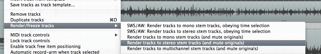 render to stereo stem